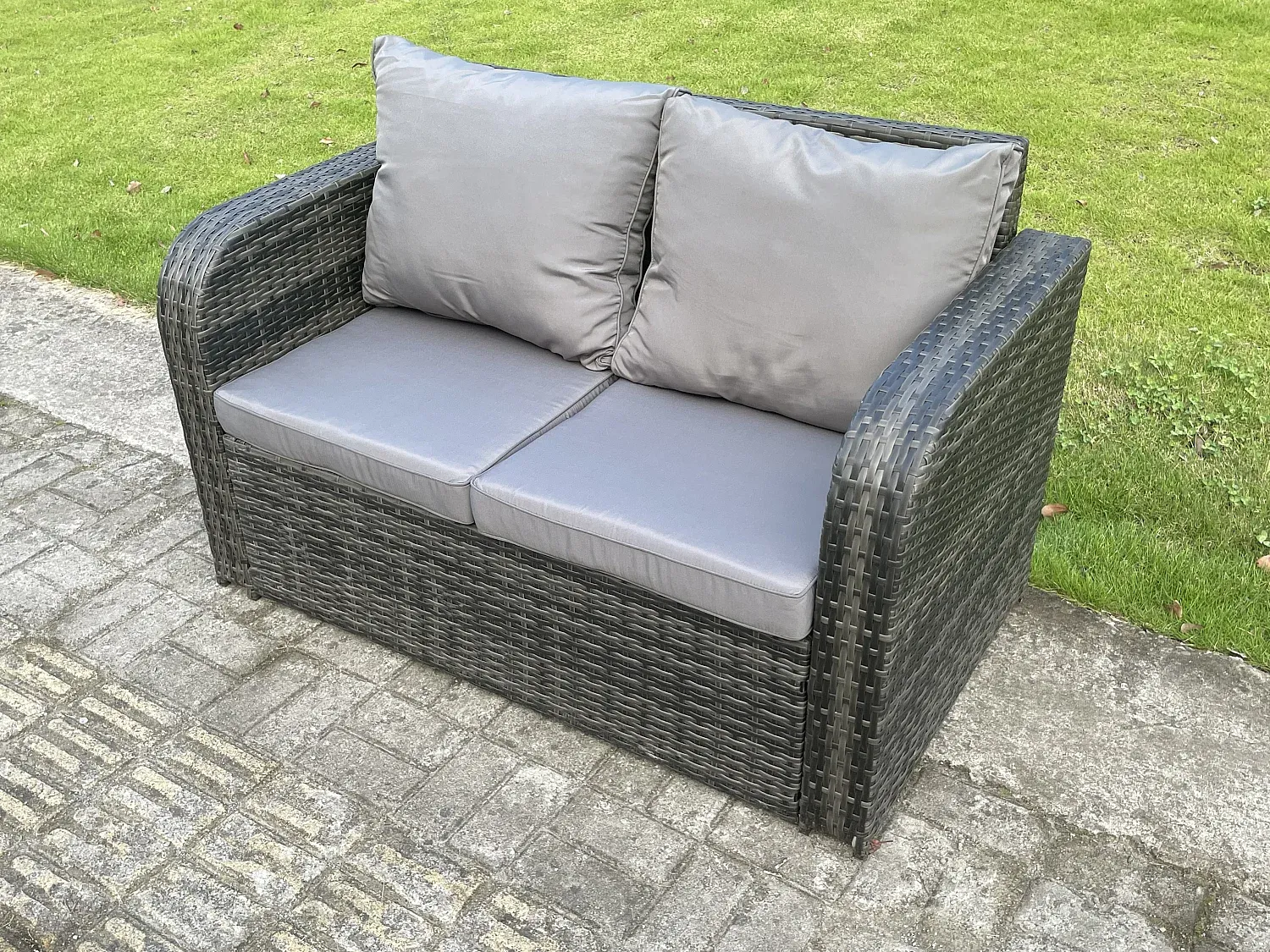 Gartenmöbel-Set aus Polyrattan mit Höhenverstellbarem Esstisch für 4 Personen, Dunkelgrau