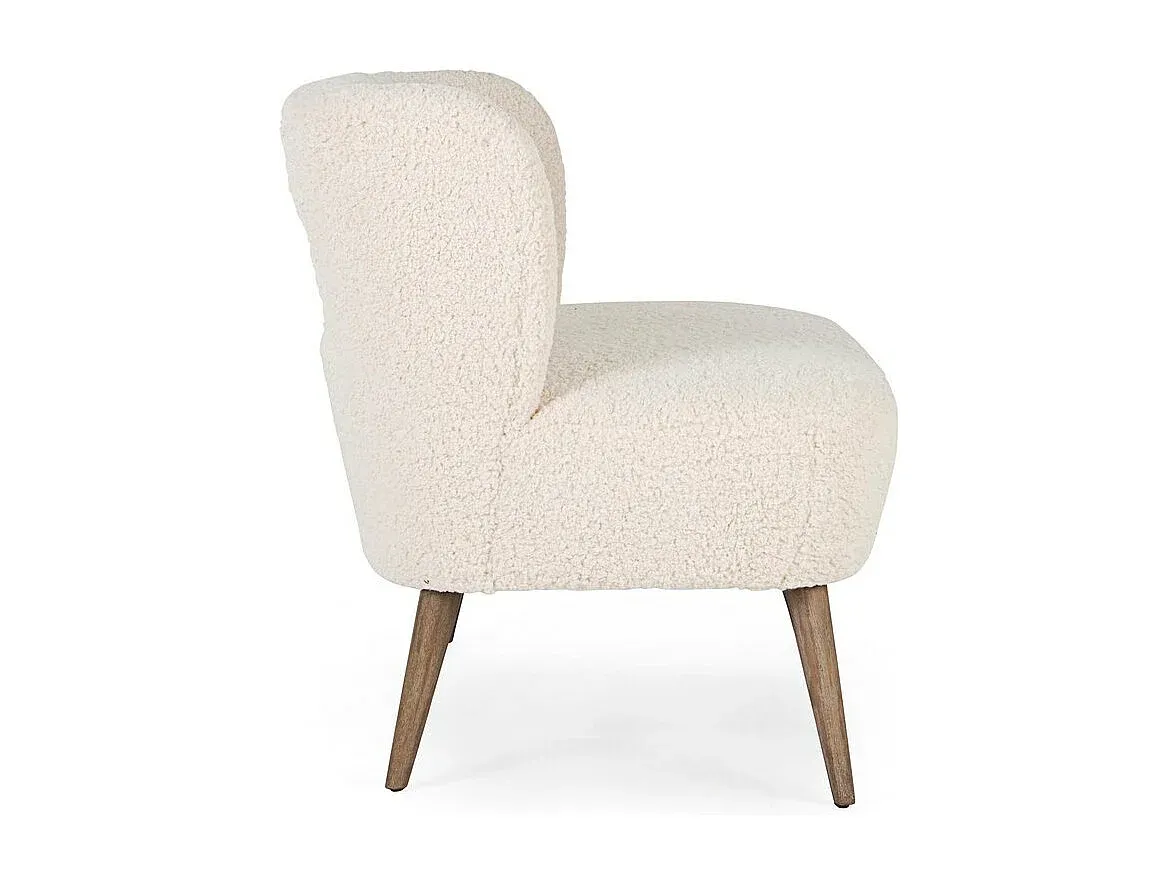 Weißes Wollsofa mit Kautschukholzbeinen