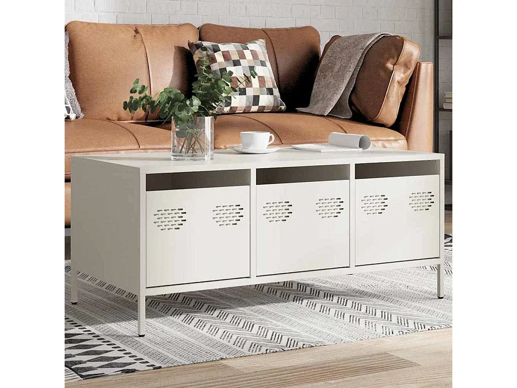 Moderner Wohnzimmertisch aus Stahl in Weiß