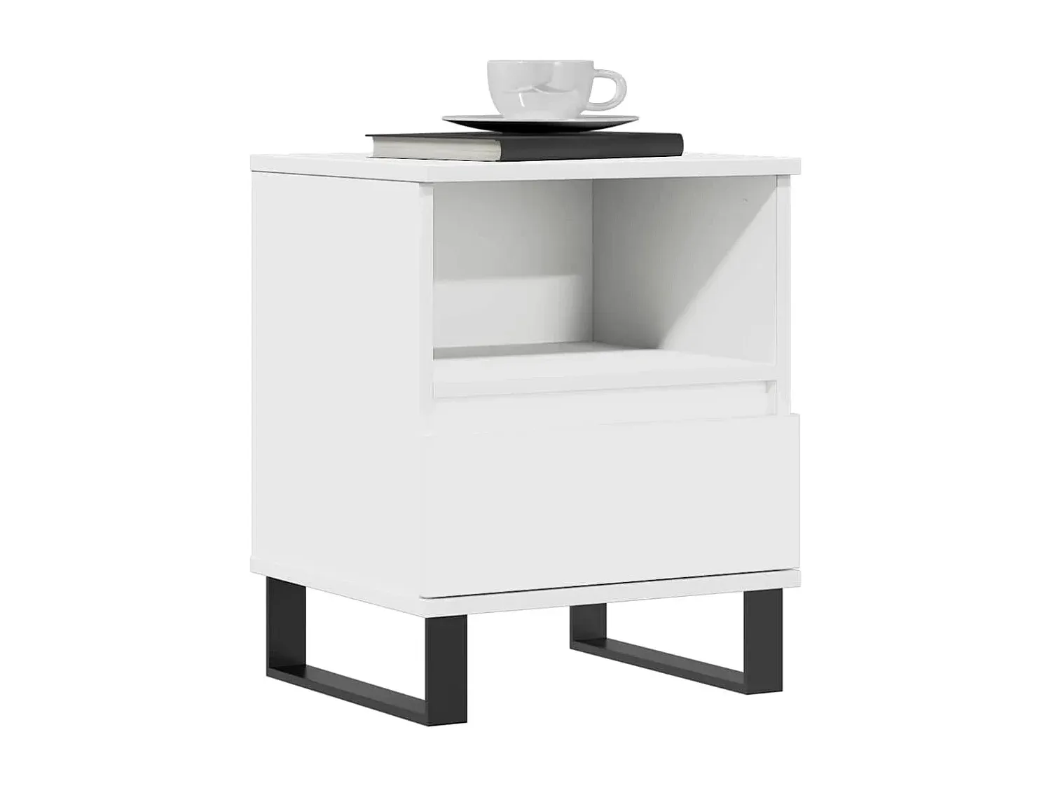 Moderne Nachttische Set Weiß 40x35x50 cm Holzoptik