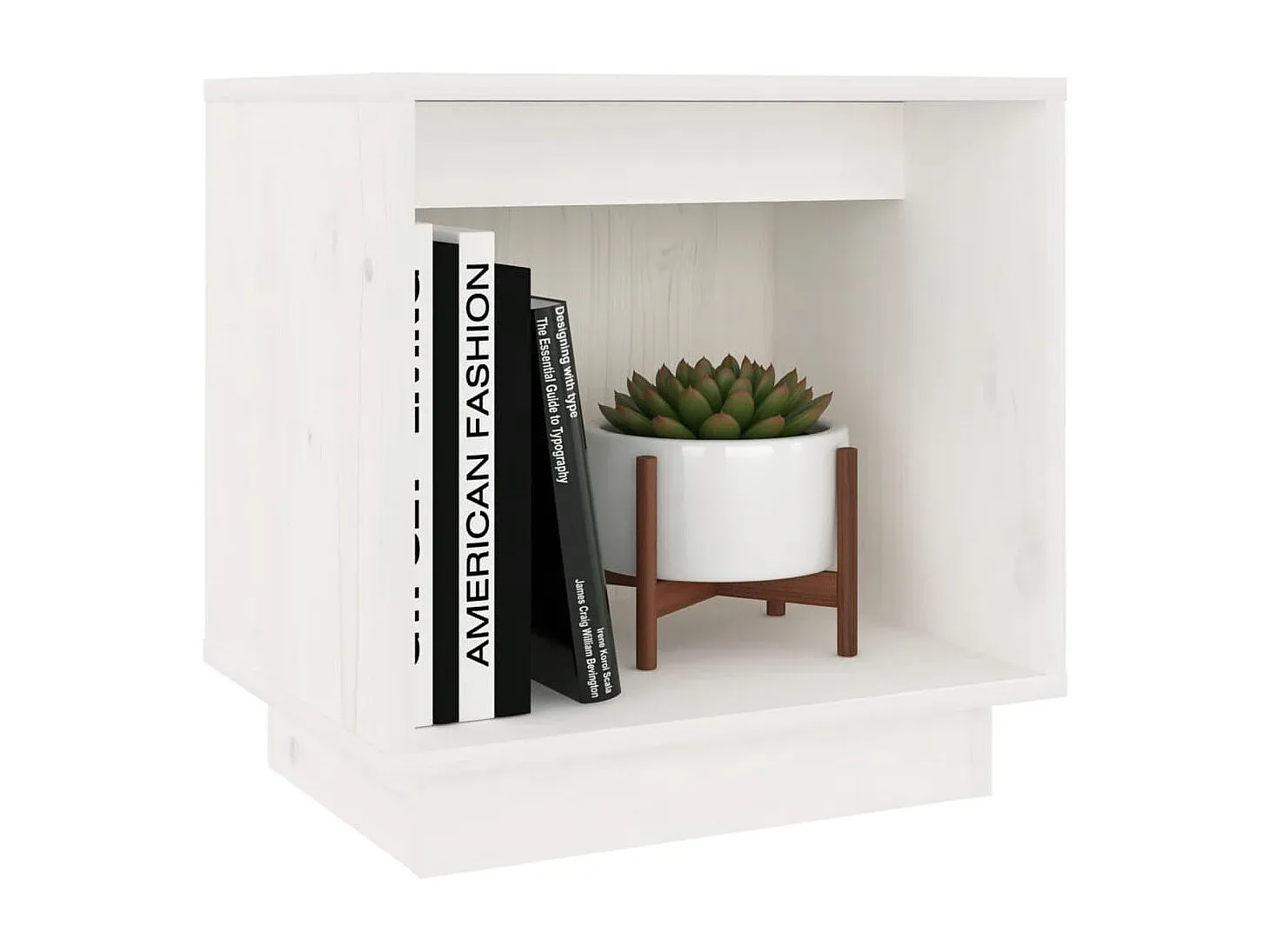 Set aus 2 weißen Nachttischen aus massivem Kiefernholz, 40x30x40 cm