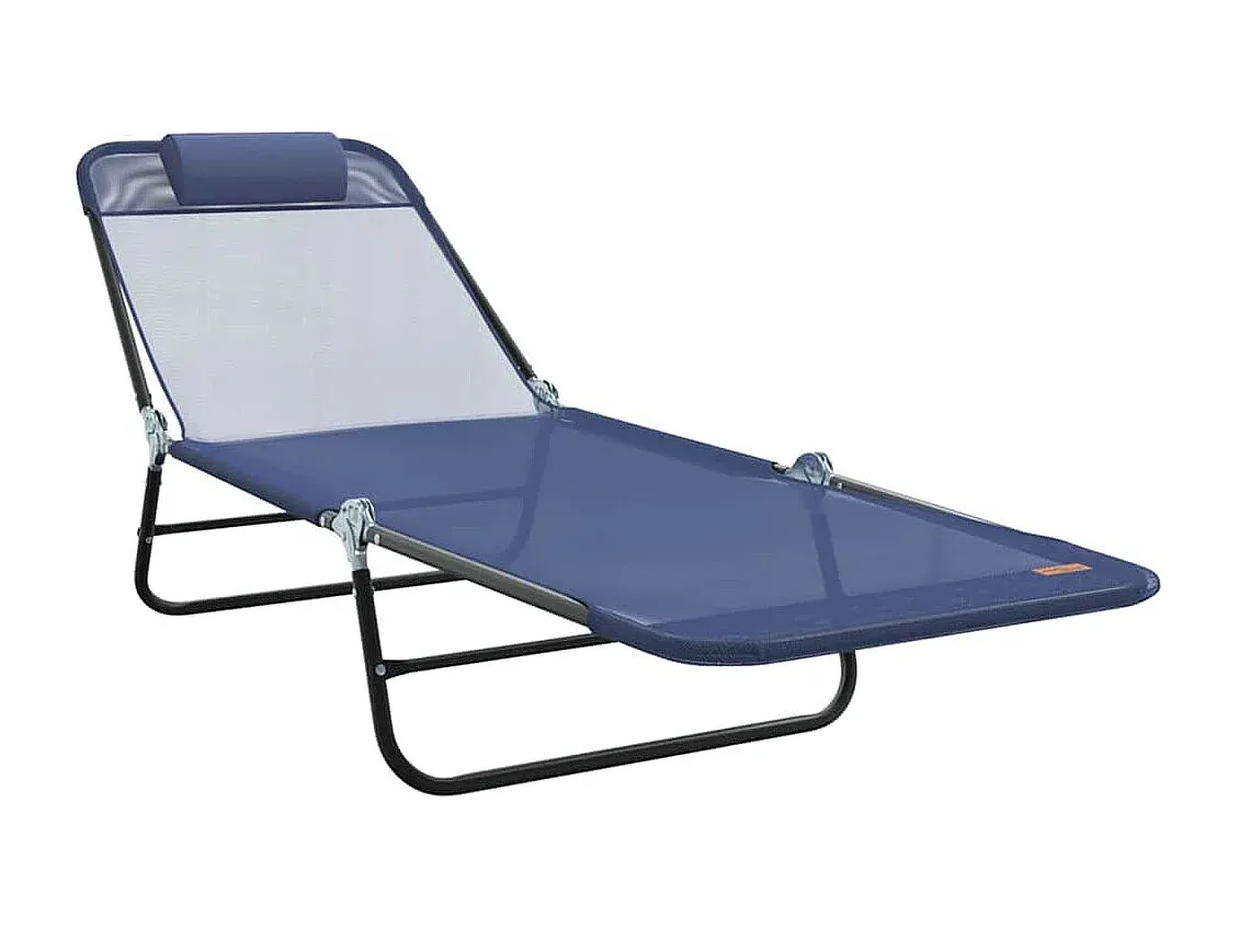 Verstellbare Strandliege in Marineblau, Set aus 2