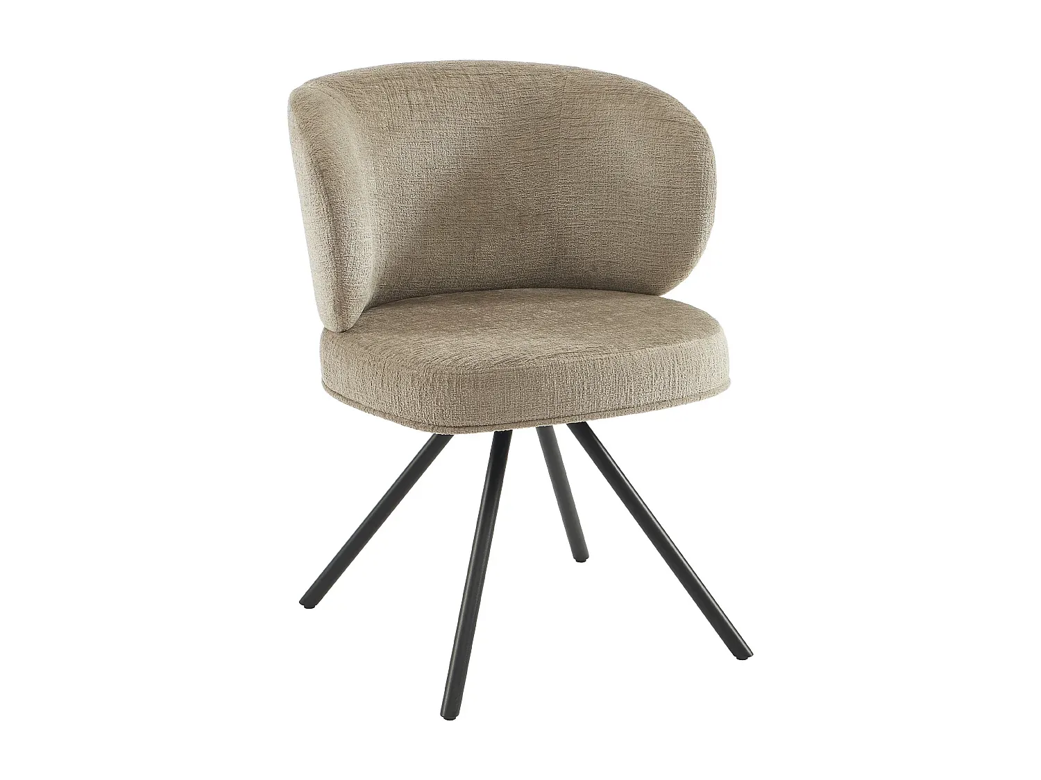 Drehbare Stoffstühle mit schwarzem Metall, 6er-Set, Taupe