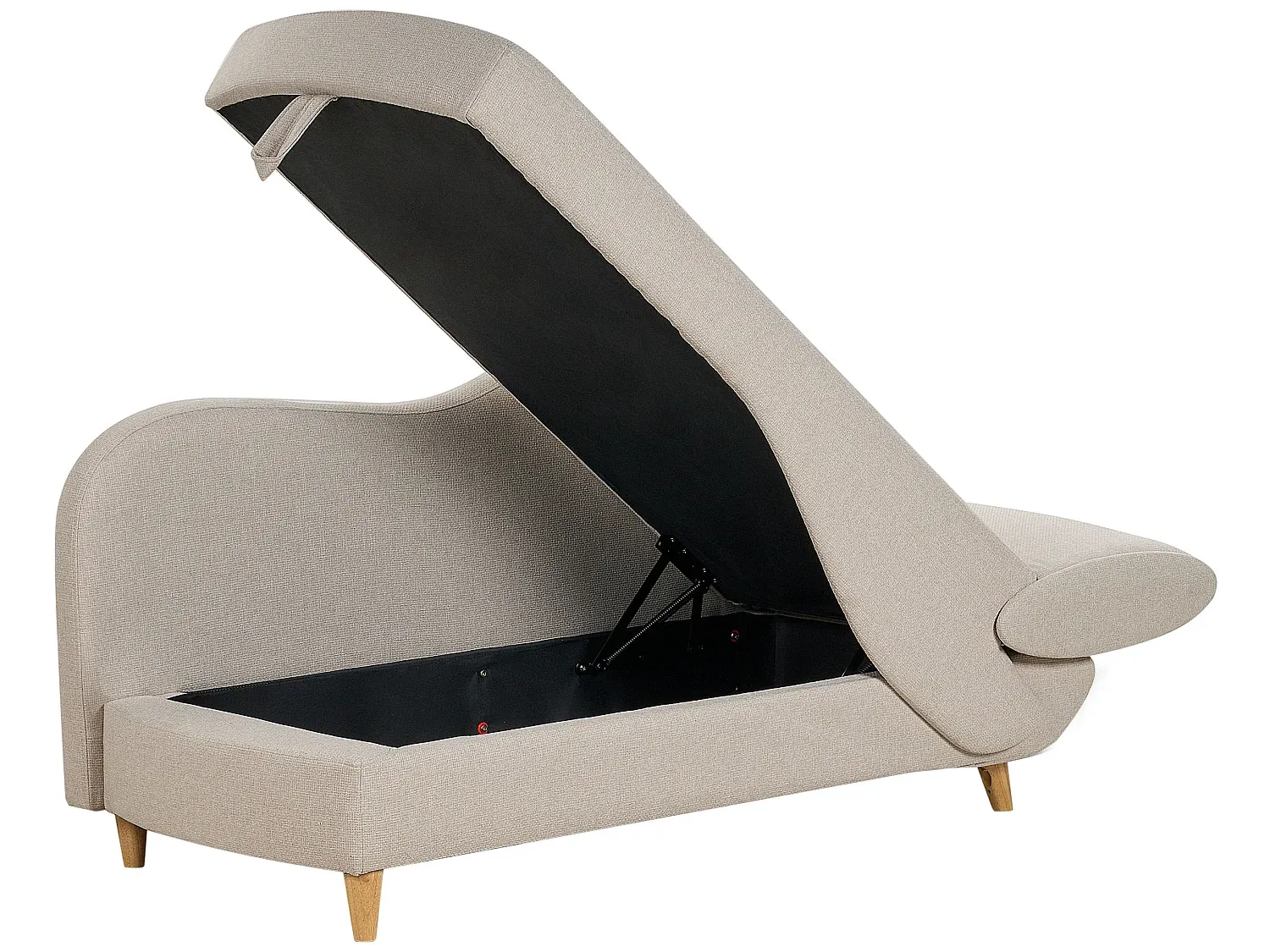 Beige Chaiselongue in Leinenoptik mit Stauraum rechts