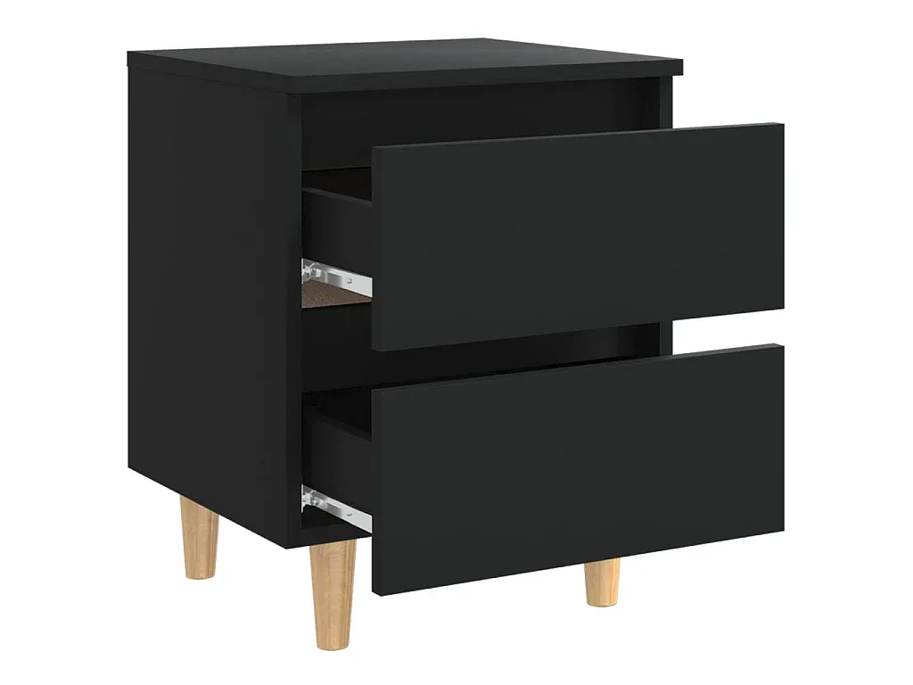 Moderner Nachttisch mit Holzbeinen Schwarz