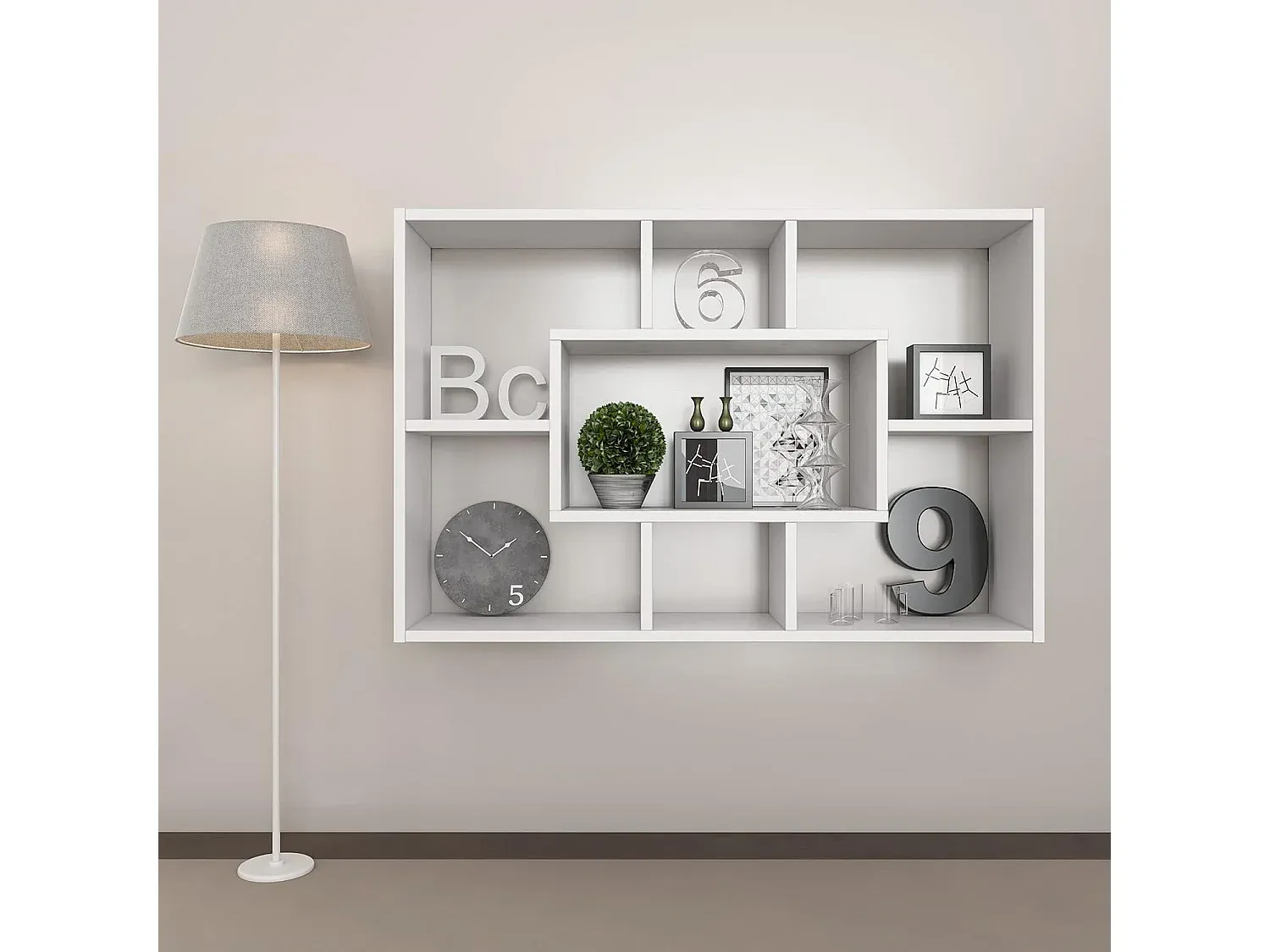 Weißes Holzregal aus Spanplatte