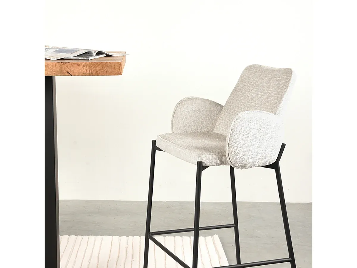 Samt Barhocker Beige, Sitzhöhe 78 cm, 2er Set