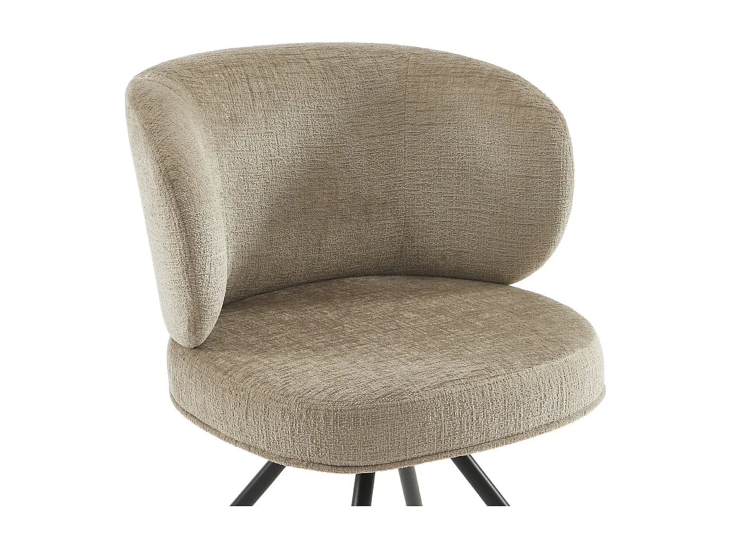 Drehbare Stoffstühle mit schwarzem Metall, 6er-Set, Taupe