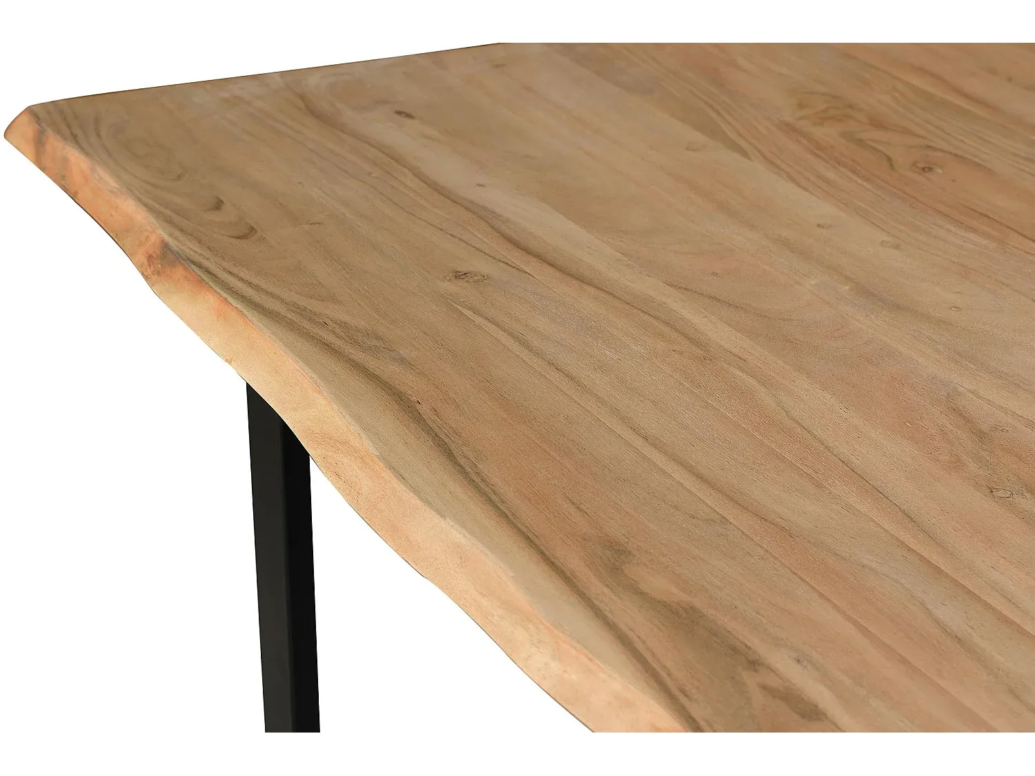 Esstisch aus Akazienholz mit schwarzen Metallbeinen, mehrfarbig, 76 x 90 x 160