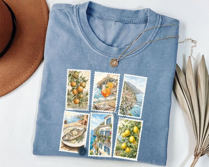 Italian Coast Stamp Collage Classic T-Shirt