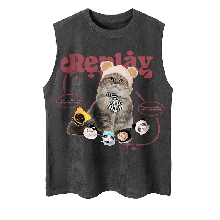Funny Replay Cat Top
