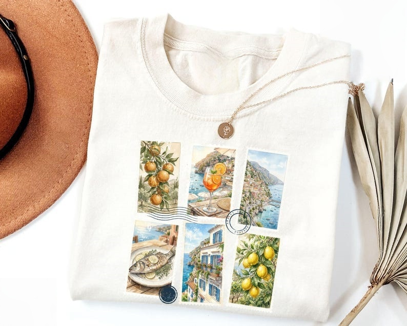 Italian Coast Stamp Collage Classic T-Shirt