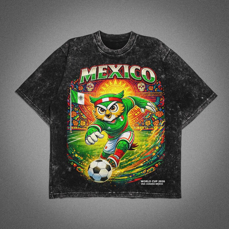 MEXICO 2026 WORLD CUP MASCOT GRAPHIC T-SHIRT - Vintage Washed Apparel by VanceMade
