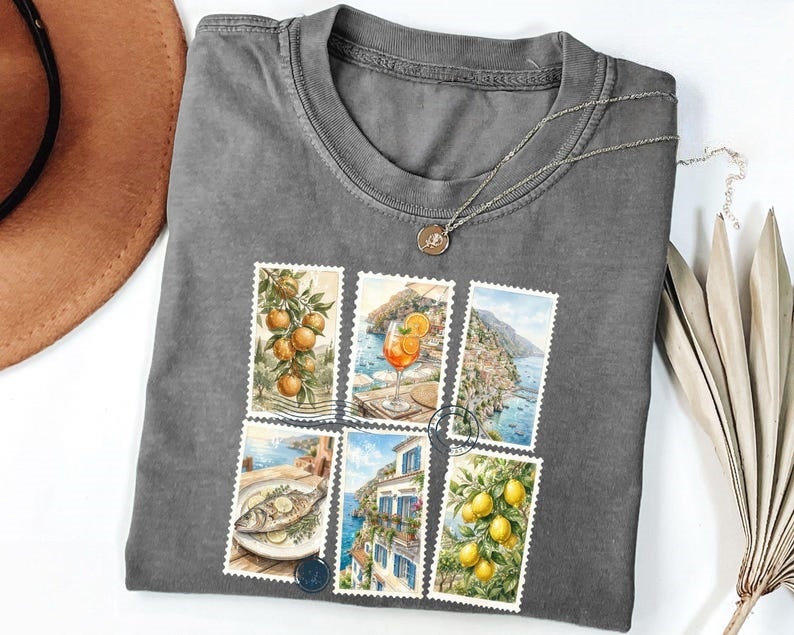 Italian Coast Stamp Collage Classic T-Shirt