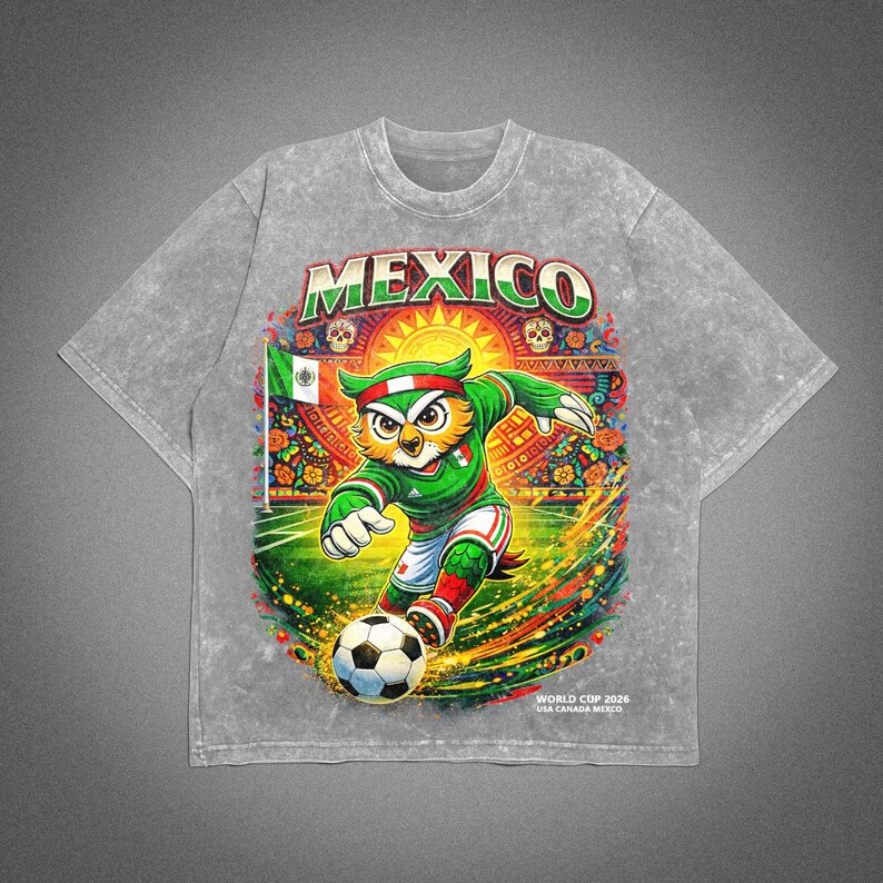 MEXICO 2026 WORLD CUP MASCOT GRAPHIC T-SHIRT - Vintage Washed Apparel by VanceMade