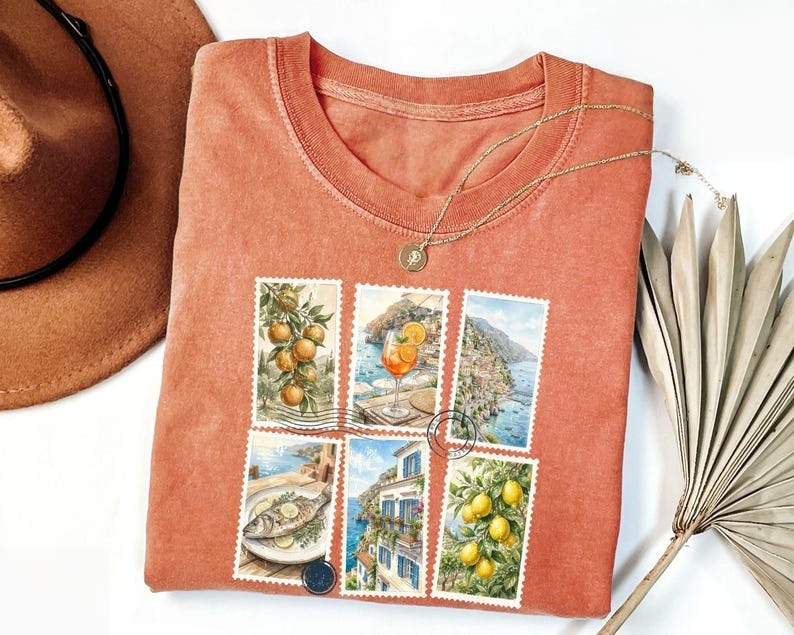 Italian Coast Stamp Collage Classic T-Shirt