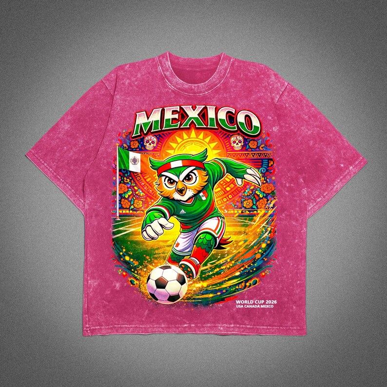 MEXICO 2026 WORLD CUP MASCOT GRAPHIC T-SHIRT - Vintage Washed Apparel by VanceMade