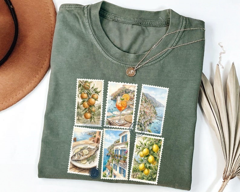 Italian Coast Stamp Collage Classic T-Shirt