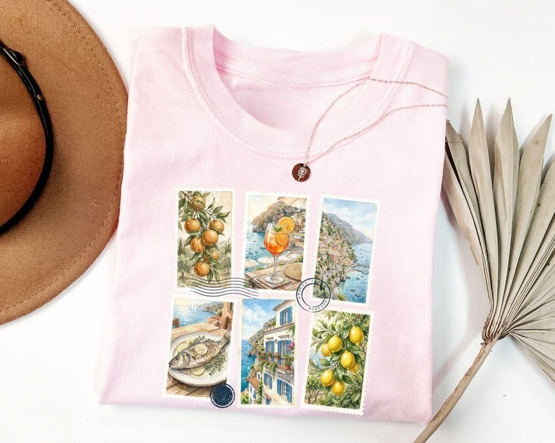 Italian Coast Stamp Collage Classic T-Shirt