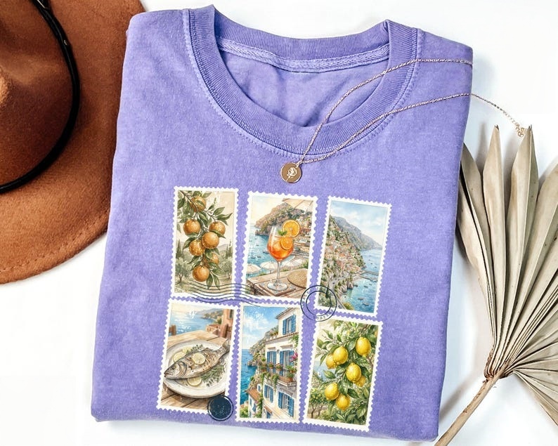 Italian Coast Stamp Collage Classic T-Shirt