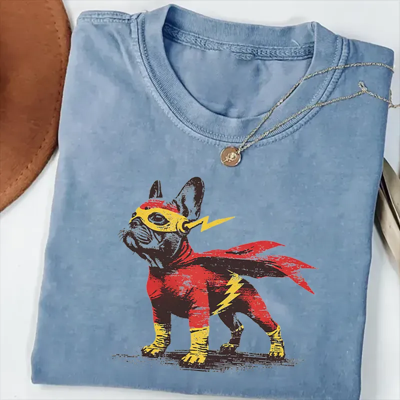 French Bulldog Superhero T-shirt - Vintage Washed Apparel by VanceMade