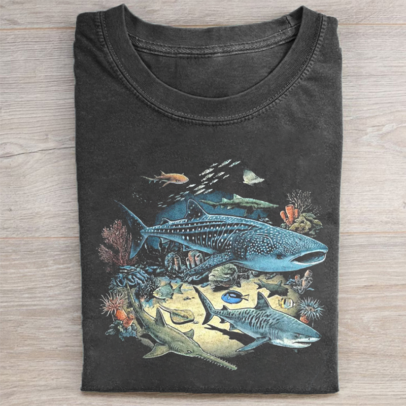 90s Sea Animals T-shirt - Vintage Washed Apparel by VanceMade