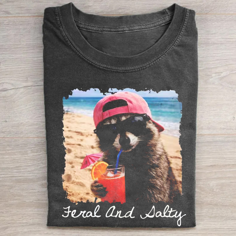 Feral And Salty T-shirt - Vintage Washed Apparel by VanceMade