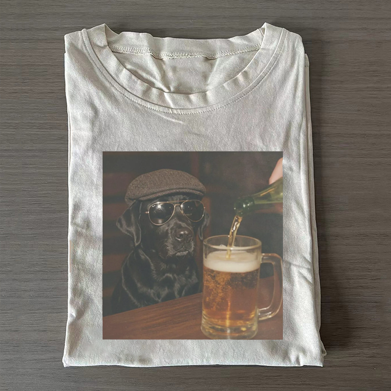 Funny Black Lab Drinking Beer T-shirt