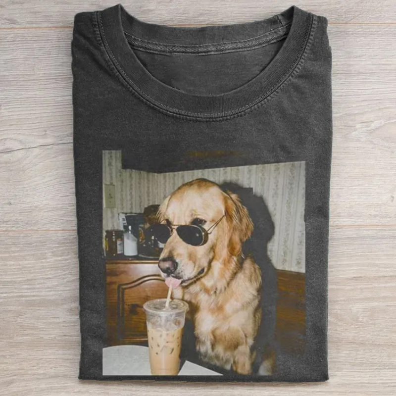 Funny Dog Iced Coffee T-shirt