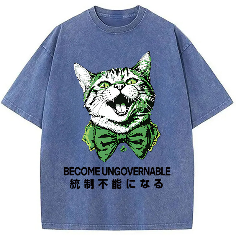 St. Patrick's Day Prank Cat Washed T-Shirt - Vintage Washed Apparel by VanceMade