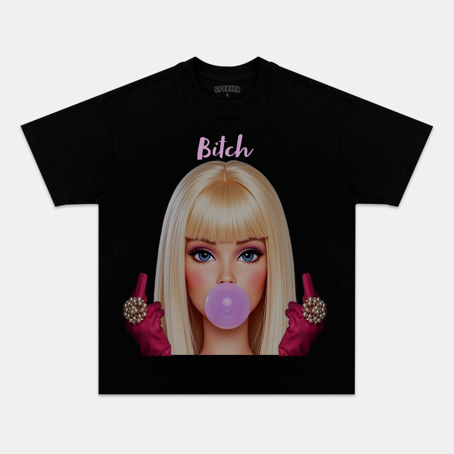 DOLL GIRL MIDDLE FINGER T-SHIRT - Vintage Washed Apparel by VanceMade
