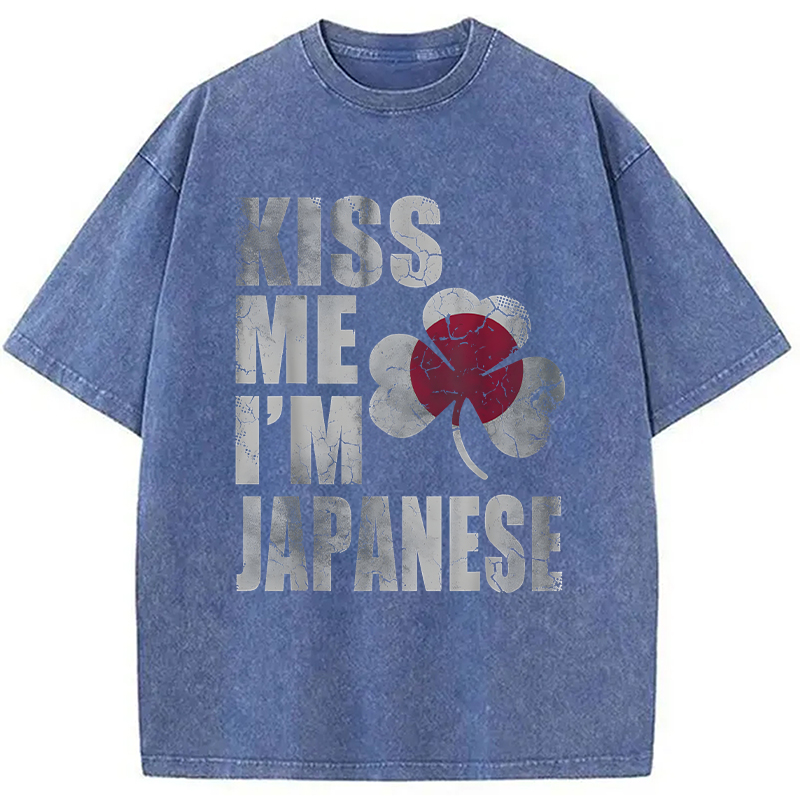 Kiss Me I'm Japanese Washed T-Shirt - Vintage Washed Apparel by VanceMade