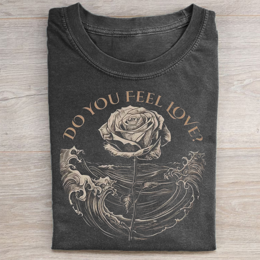 Gothic Vintage Rose and Ocean Waves T-shirt - Vintage Washed Apparel by VanceMade