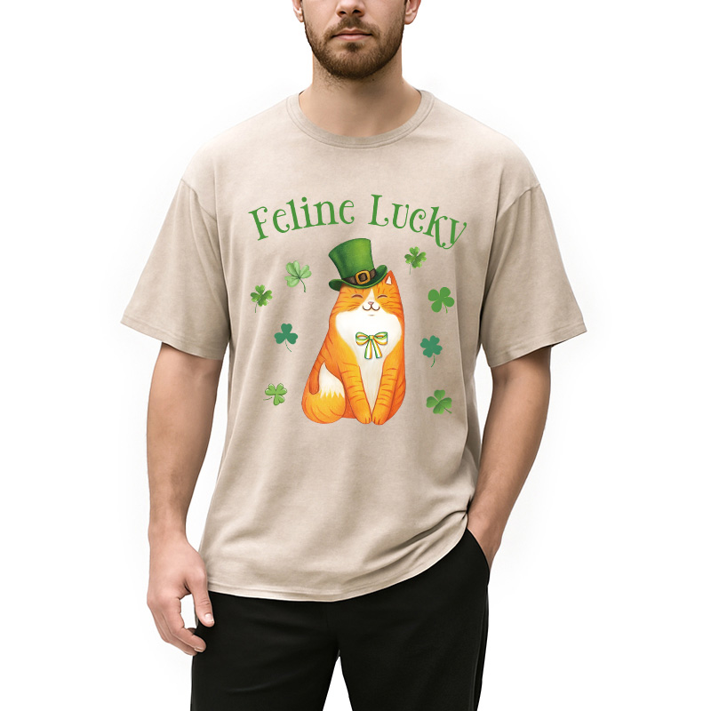Lucky Irish Cat Washed T-Shirt - Vintage Washed Apparel by VanceMade