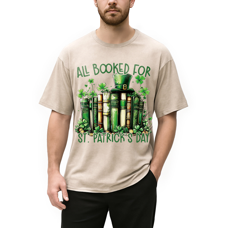 All Booked For St Patrick's Day Washed T-Shirt - Vintage Washed Apparel by VanceMade