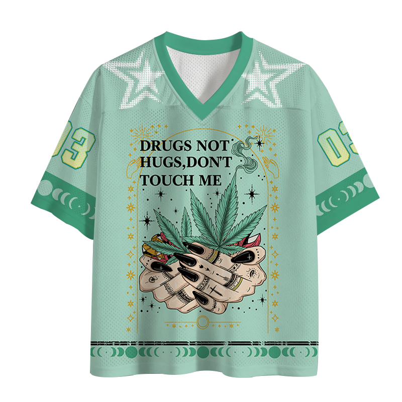 Drugs Not Hugs Mesh Jersey - Vintage Washed Apparel by VanceMade