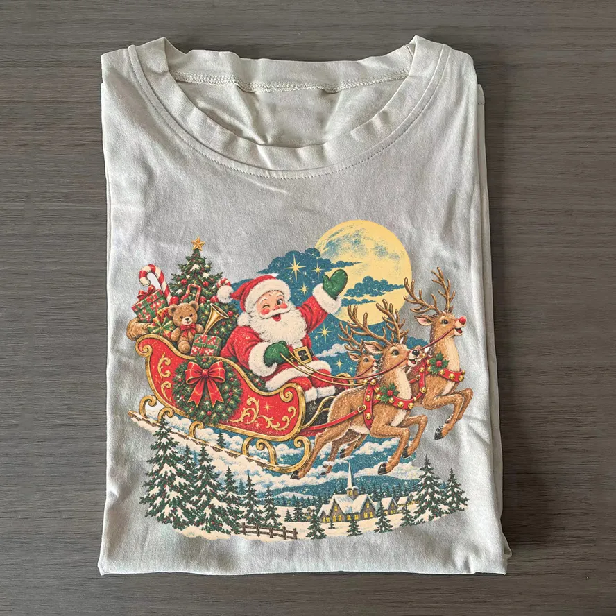 Vintage Santa Sleigh Christmas T-Shirt