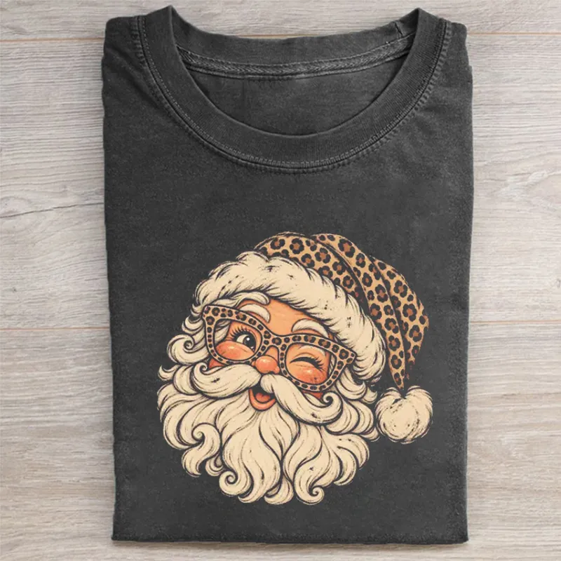 Vintage Leopard Santa T-shirt