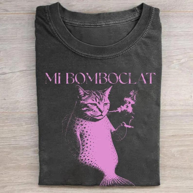 Cat Mermaid Humor Graphic T-Shirt