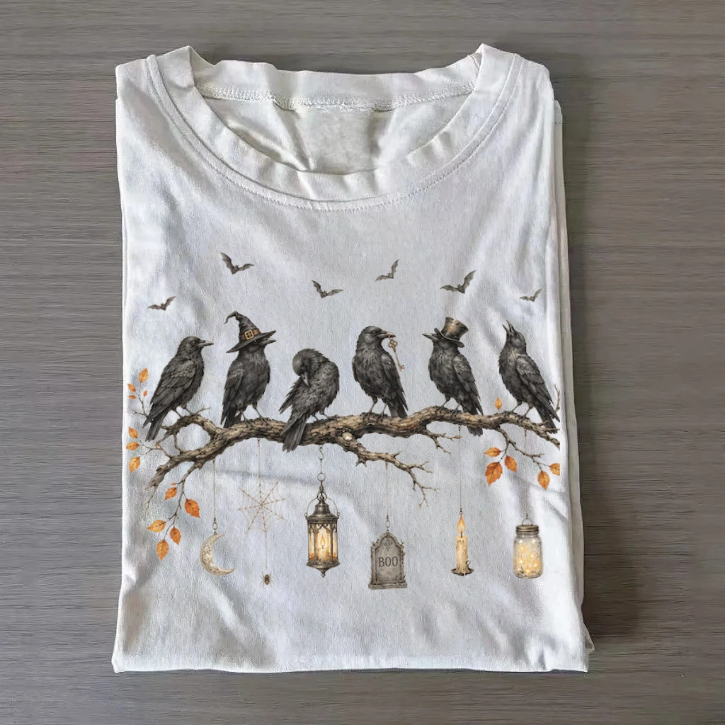 Black Crow Halloween Graphic T-Shirt