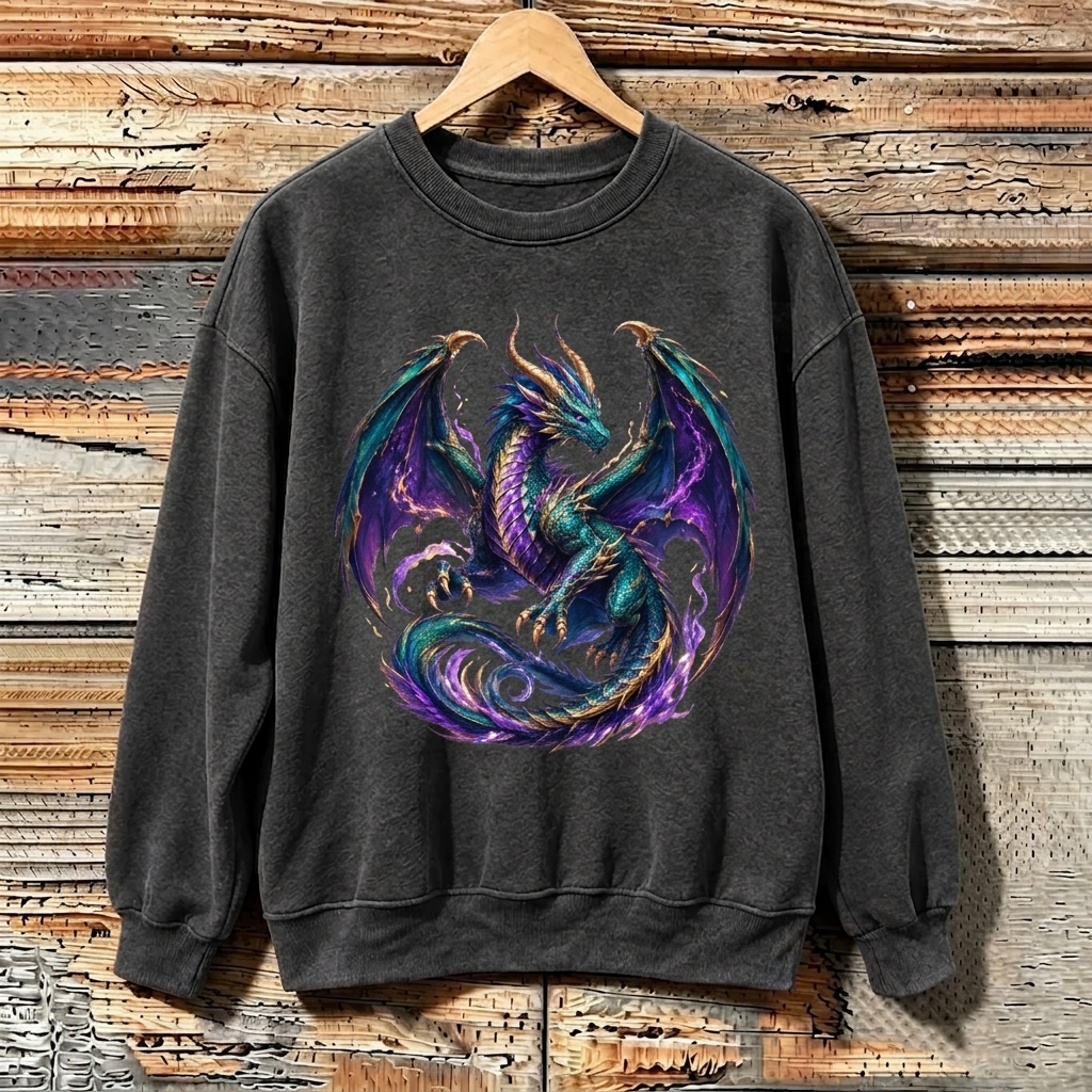Gothic Mythical Dragon Garment-Dyed Sweatshirt