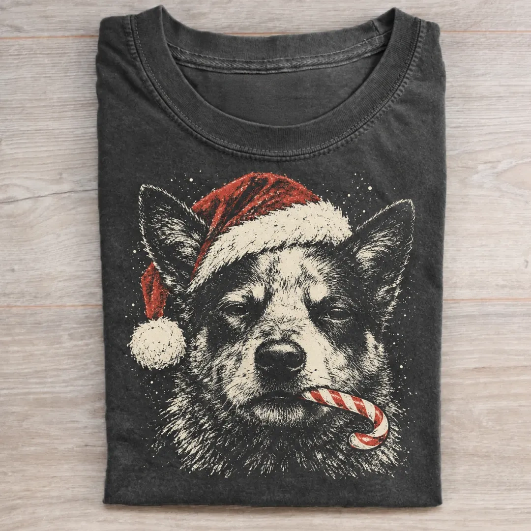 Blue Heeler Christmas Candy Cane T-shirt