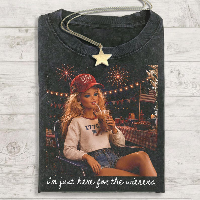 Retro Doll 4th of July Graphic T-Shirt