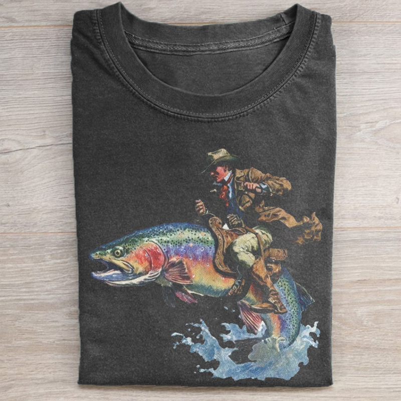 Cowboy Riding Rainbow Trout T-shirt