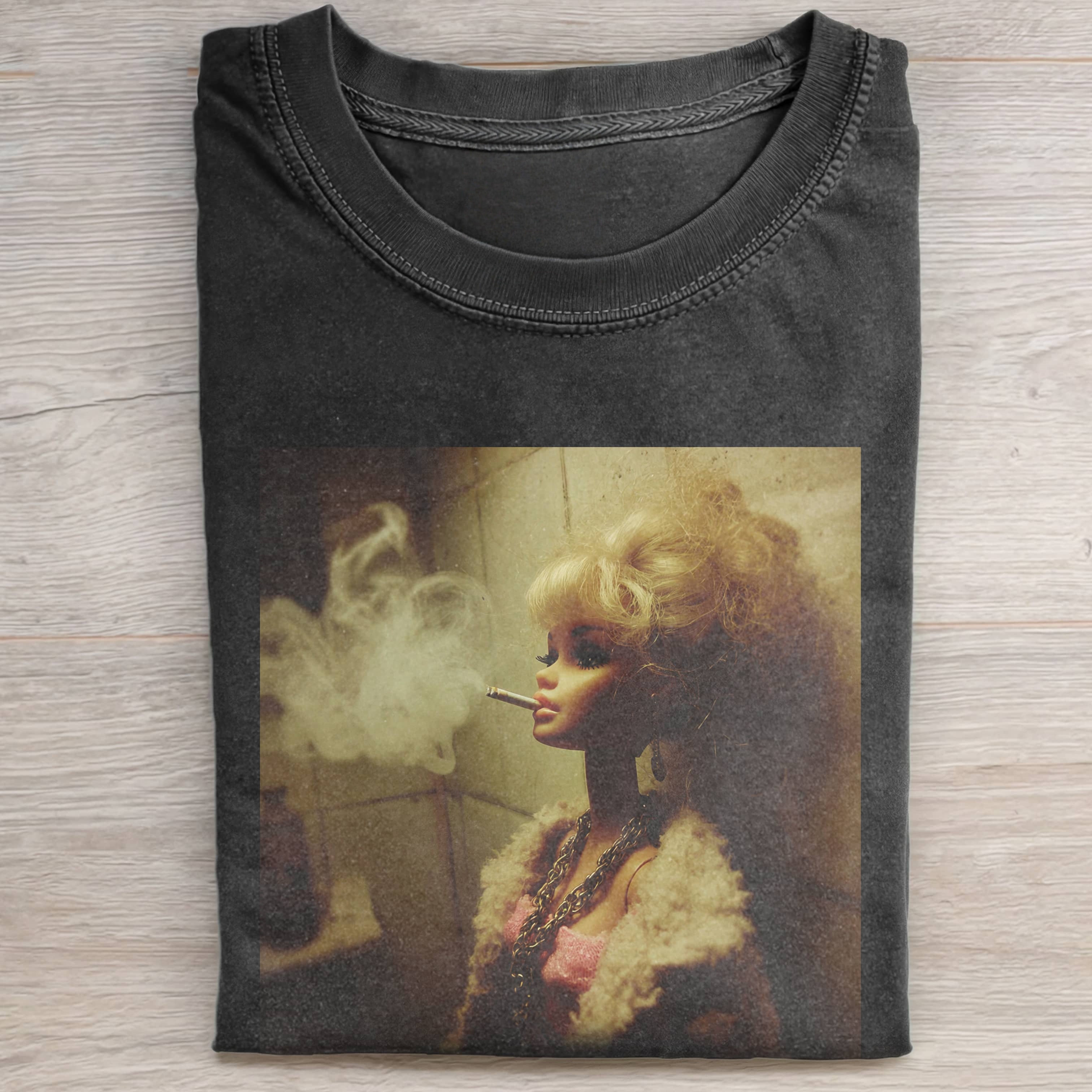 SMOKING, RETRO, DECADENT Funny Doll FaceCORE TEE