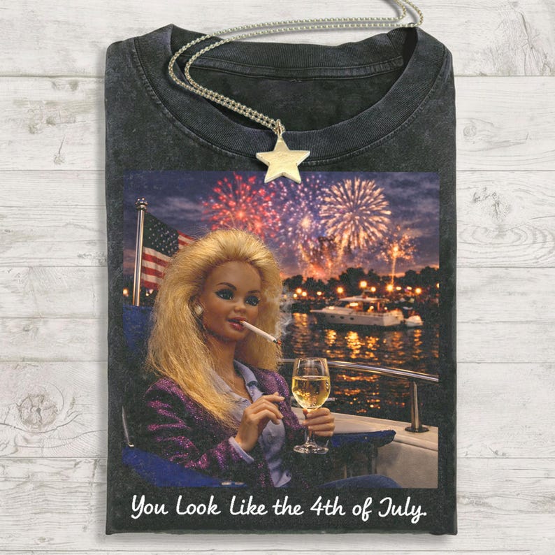 Retro Doll 4th of July Graphic T-Shirt