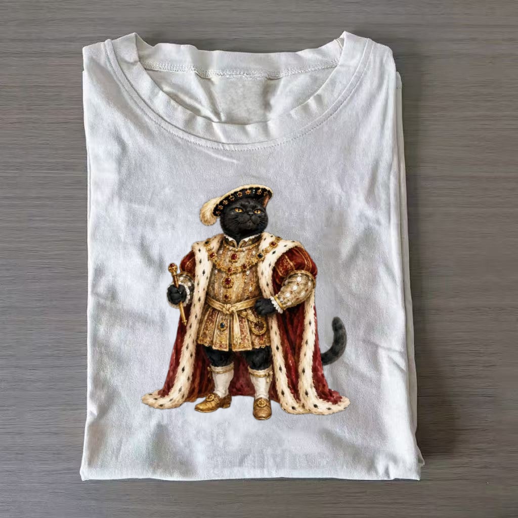 Royal Black Cat Portrait Classic T‑Shirt