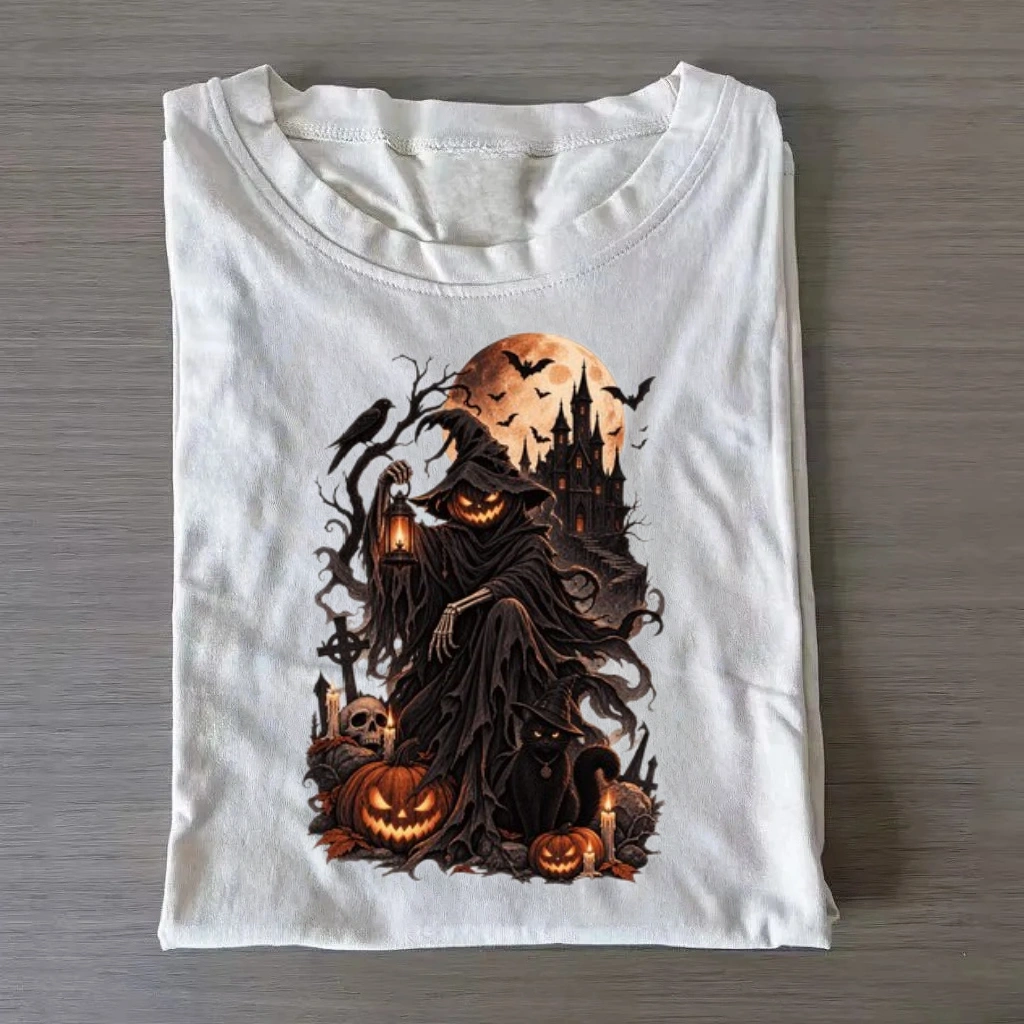 Pumpkin Reaper Halloween Graphic T-Shirt