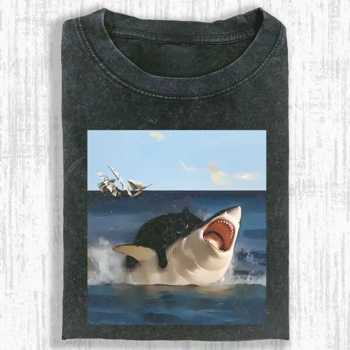 FAT CAT VS SHARK T-SHIRT