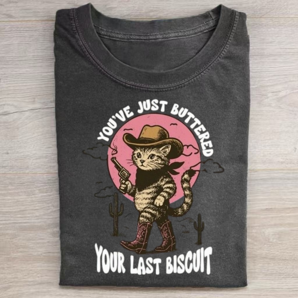 Western Cowboy Cat Retro Quote T-Shirt